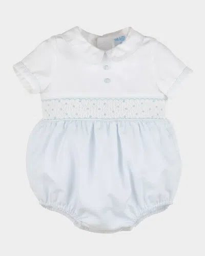 Luli & Me Kids' Boy's Smocked Bubble Romper In Blue