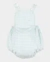 Luli & Me Boy's Vintage Gingham-print Overalls In Blue