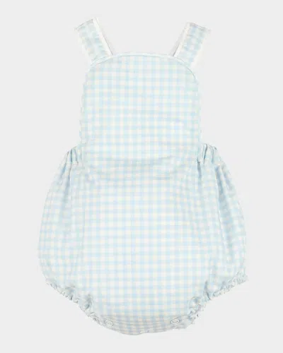 Luli & Me Kids' Boy's Vintage Gingham-print Overalls In Blue