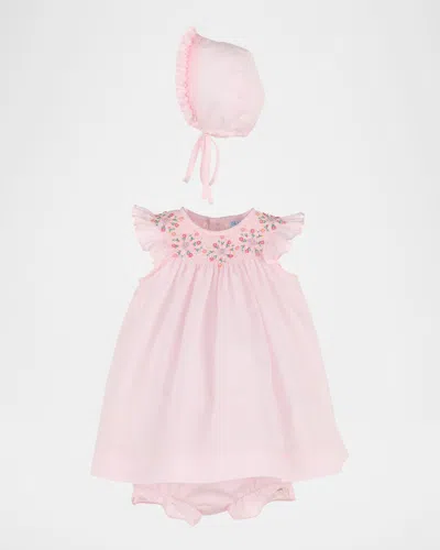 Luli & Me Kids' Girl's Classical Diamond Smock Bishop Dress In Pink