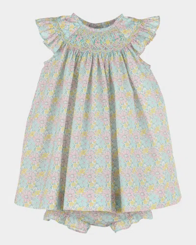Luli & Me Kids' Girl's Floral Festival Smock Bishop Dress In Pink