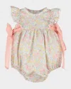 Luli & Me Girl's Floral-print Bubble Romper W/ Bows In Print
