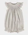 Luli & Me Girl's Floral-print Smock Bubble Romper In Light Purple