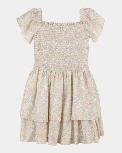 Luli & Me Kids' Girl's Floral-print Smocked Dress