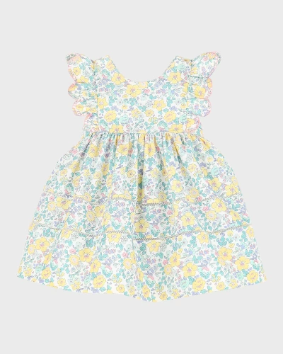Luli & Me Kids' Girl's Floral Smocked Ruffled Cotton Dress In Print