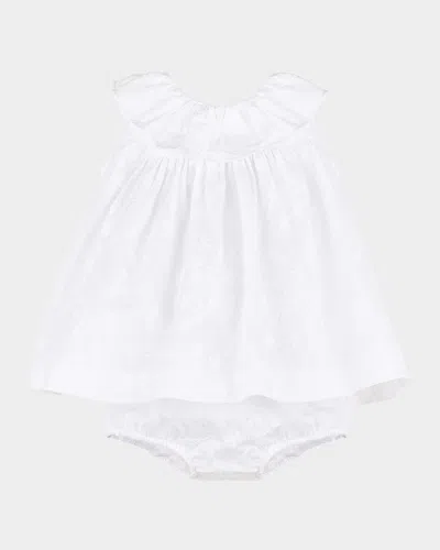 Luli & Me Kids' Girl's Ruffle Collar Floral Embroidered Dress In White