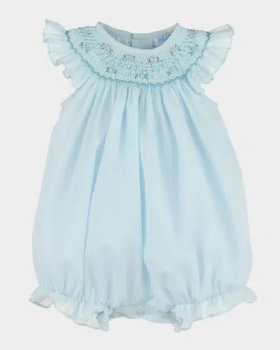 Luli & Me Kids' Girl's Smock Bubble Romper In Blue