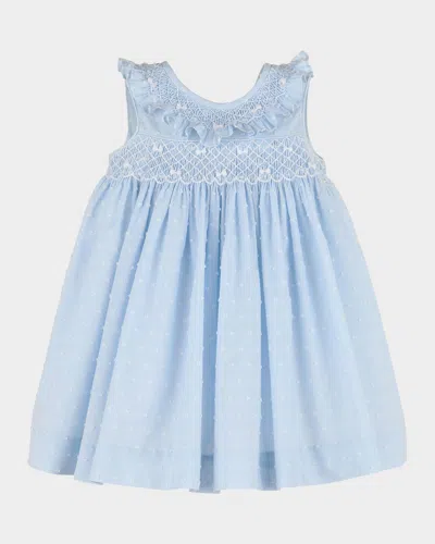 Luli & Me Kids' Girl's Swiss Dot Embroidered Dress In Blue