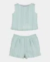 Luli & Me Girl's Two-piece Striped Set In Blue
