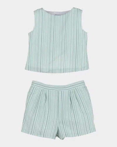 Luli & Me Kids' Girl's Two-piece Striped Set In Blue