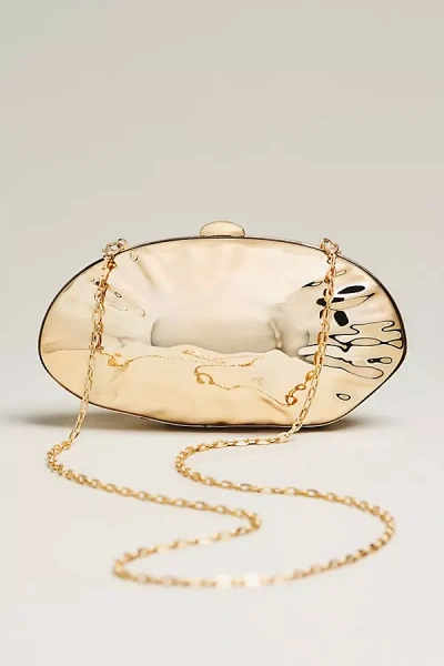 Lulla Accessories Hammered Seashell Clutch In Gold