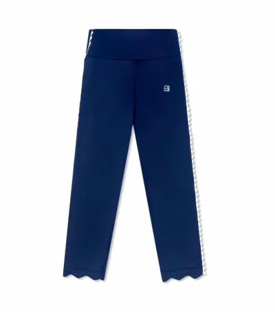 Lullaby Set Kids' Girl's Abigail Highwaist Legging In Nantucket Navy / Pure Coconut In Blue