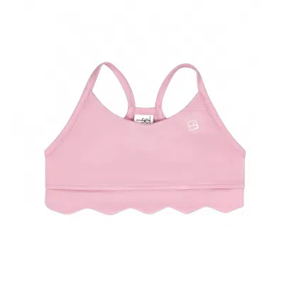Lullaby Set Kids' Girls Becca Scallop Sports Bra Top In Cotton Candy Pink