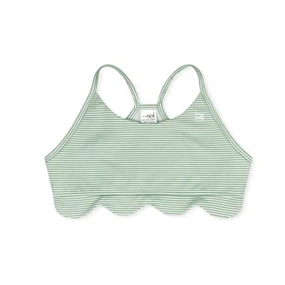 Lullaby Set Kids' Girls Becca Scallop Sports Bra Top In Pistachio Green Ministripe In Multi