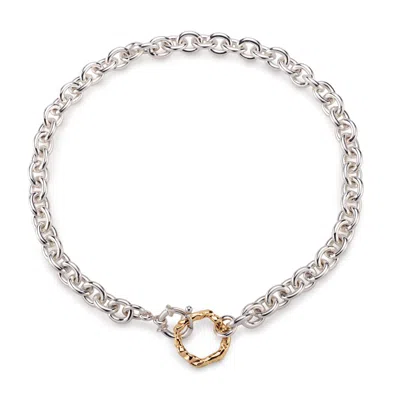 Lulu And Boo Jewellery Women's Gold / Silver Chunky Sterling Silver Choker With Nine Carat Gold Molten Halo Statement Clasp In Multi