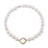 Lulu And Boo Jewellery Women's Gold / White Cultured Pearl Choker With Nine Carat Gold Halo In Multi