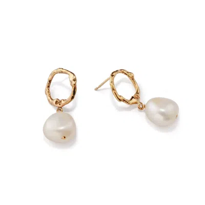 Lulu And Boo Jewellery Women's Gold / White Solid Nine Carat Gold Halo Stud Earrings With Drop Pearl In Multi