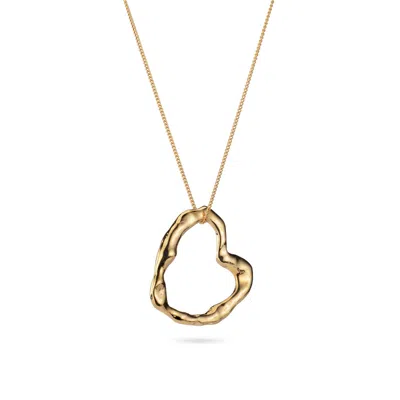 Lulu And Boo Jewellery Women's Large Molten Heart Solid Nine Carat Gold Necklace