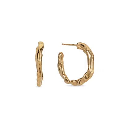 Lulu And Boo Jewellery Women's Molten Solid Nine Carat Gold Hoop Earrings