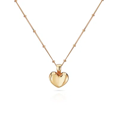 Lulu And Boo Jewellery Women's Silver / Gold Solid Nine Carat Gold Necklace With Puffy Heart Pendant In Multi