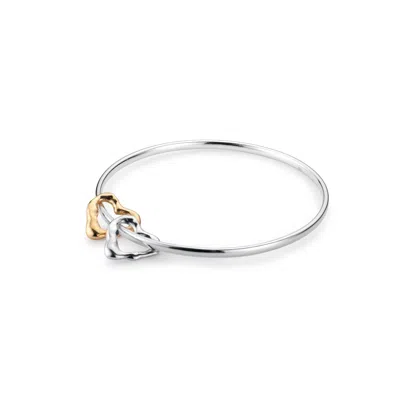 Lulu And Boo Jewellery Women's Silver / Gold Solid Sterling Silver Charm Bangle With Nine Carat Gold And Sterling Silver Mo In Multi