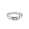 Lulu And Boo Jewellery Women's Silver / Pink / Green Tutti Frutti Molten Sterling Silver Sapphire Ring