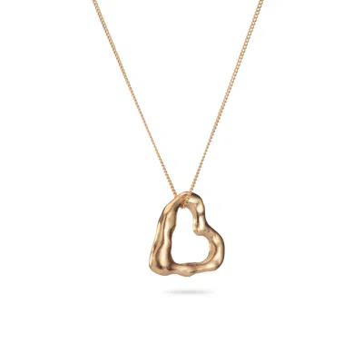Lulu And Boo Jewellery Women's Small Molten Heart Solid Nine Carat Gold Necklace