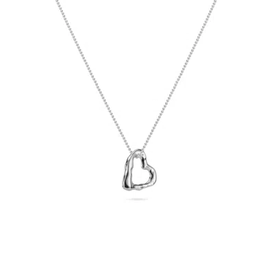 Lulu And Boo Jewellery Women's Small Molten Heart Solid Sterling Silver Necklace