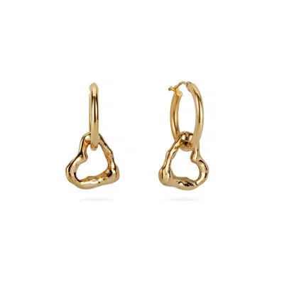 Lulu And Boo Jewellery Women's Solid Nine Carat Gold Hoop Earrings With Drop Molten Heart