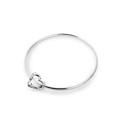 Lulu And Boo Jewellery Women's Solid Sterling Silver Charm Bangle With Sterling Silver Molten Heart