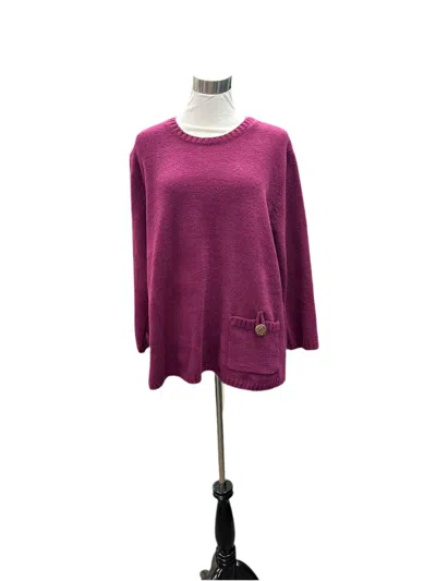 Lulu-b 3/4 Sleeve Chenille Pullover Sweater In Plum