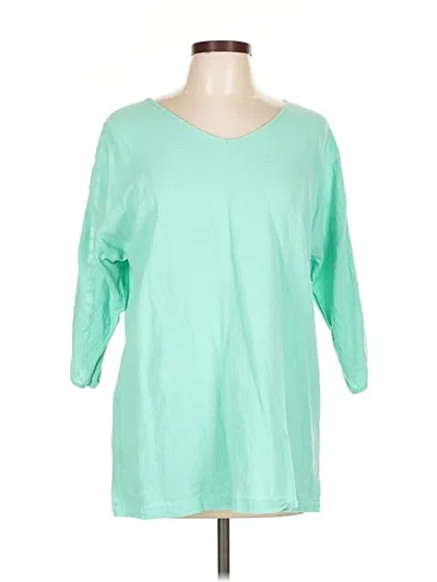 Pre-owned Lulu-b 3/4 Sleeve Top Green Scoop Neck Tops