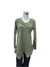 Lulu-b Asymmetrical Flounce Top In New Olive In Multi