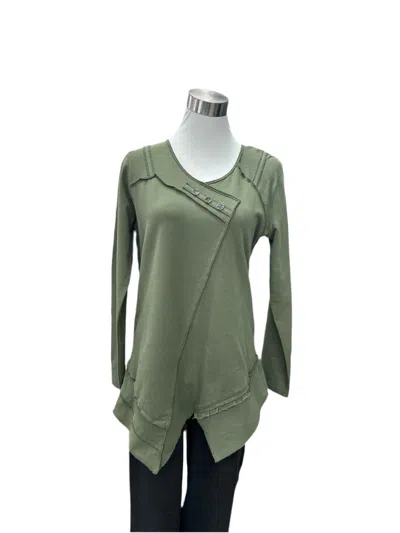 Lulu-b Asymmetrical Flounce Top In New Olive In Multi