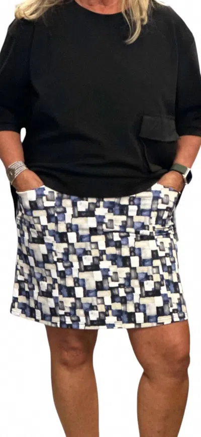 Lulu-b Beachtime 2 Pocket Skort In Blue Tones In Black