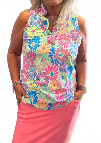 Lulu-b Beachtime V-neck Floral Sleeveless Top In Colorful Flower In Multi