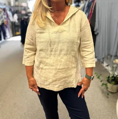 Lulu-b Linen Hoodie In Stone In White