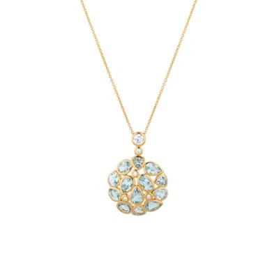 Lulu B London Women's Blue Topaz Statement Gold Pendant Necklace