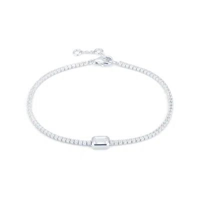 Lulu B London Women's Cubic Zirconia Baguette Silver Bracelet