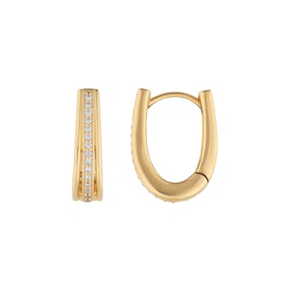 Lulu B London Women's Large Gold Classic Hoop Earrings With Cubic Zirconia
