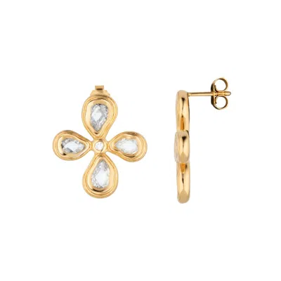 Lulu B London Women's Large Teardrop Cross Gold Stud Earrings