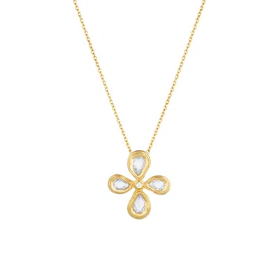 Lulu B London Women's Teardrop Gold Cross Necklace With Cubic Zirconia