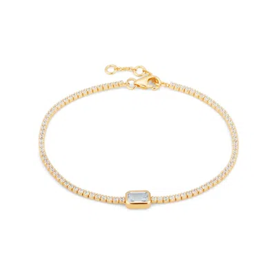 Lulu B London Women's White Cubic Zirconia Baguette Gold Bracelet