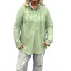 Lulu-b Long Sleeve Button Front Sweatshirt In Sage In Multi