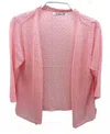 Lulu-b Open Weave Pink Drape Front Cardigan In Pink