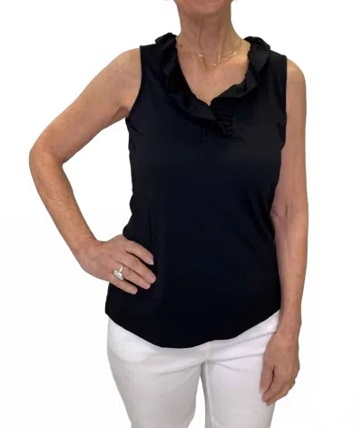 Lulu-b Ruffle V Neck Tank Top In Black