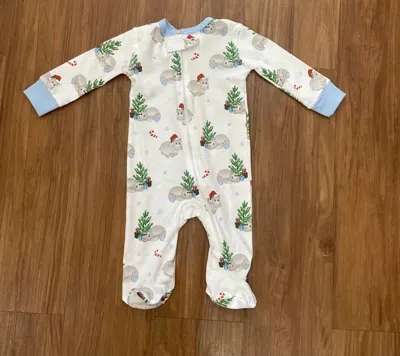 Lulu Bebe Kids' Boy's Footies One Piece In White/blue