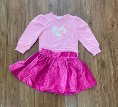 Lulu Bebe Kids' Girl's Lily Long Sleeve Shirt In Pink Heart In Multi