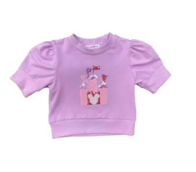 Lulu Bebe Kids' Castle Sequin Puff Sleeve Top In Lavender In Purple