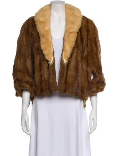 Pre-owned Lulu Bravo Weasel With Mink Trim Fur Faux Fur Jacket In Brown